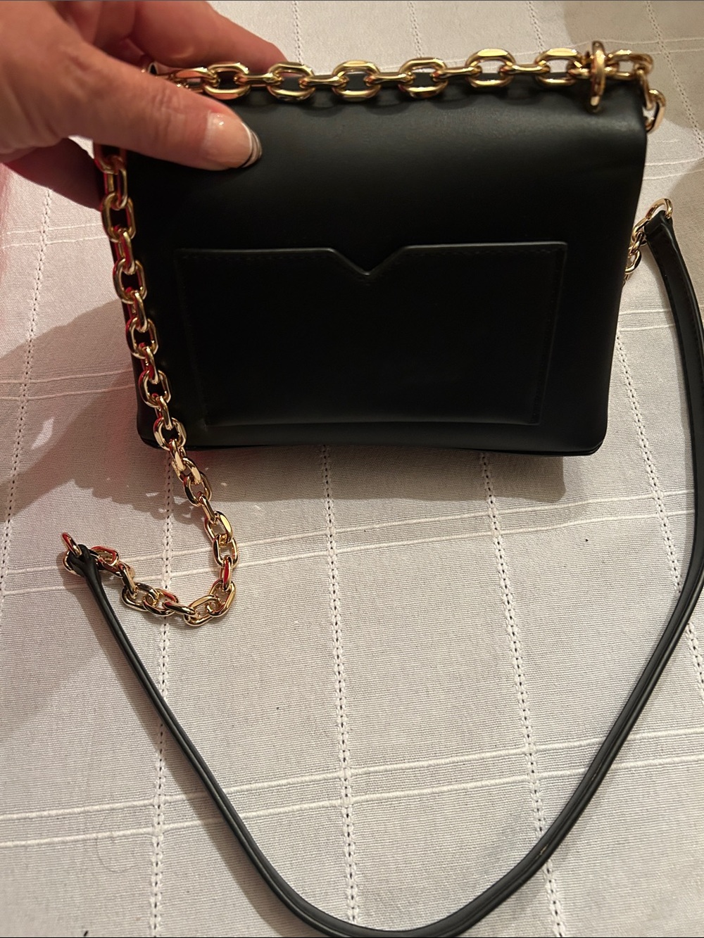 Michael Kors Black Leather Crossbody with Gold Chain - Picture 4 of 7